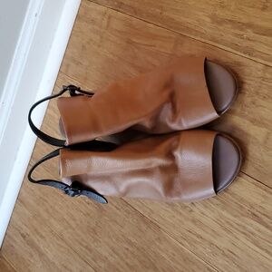 Lilimill Women's Tan Leather Slingback Sandals Size 40.